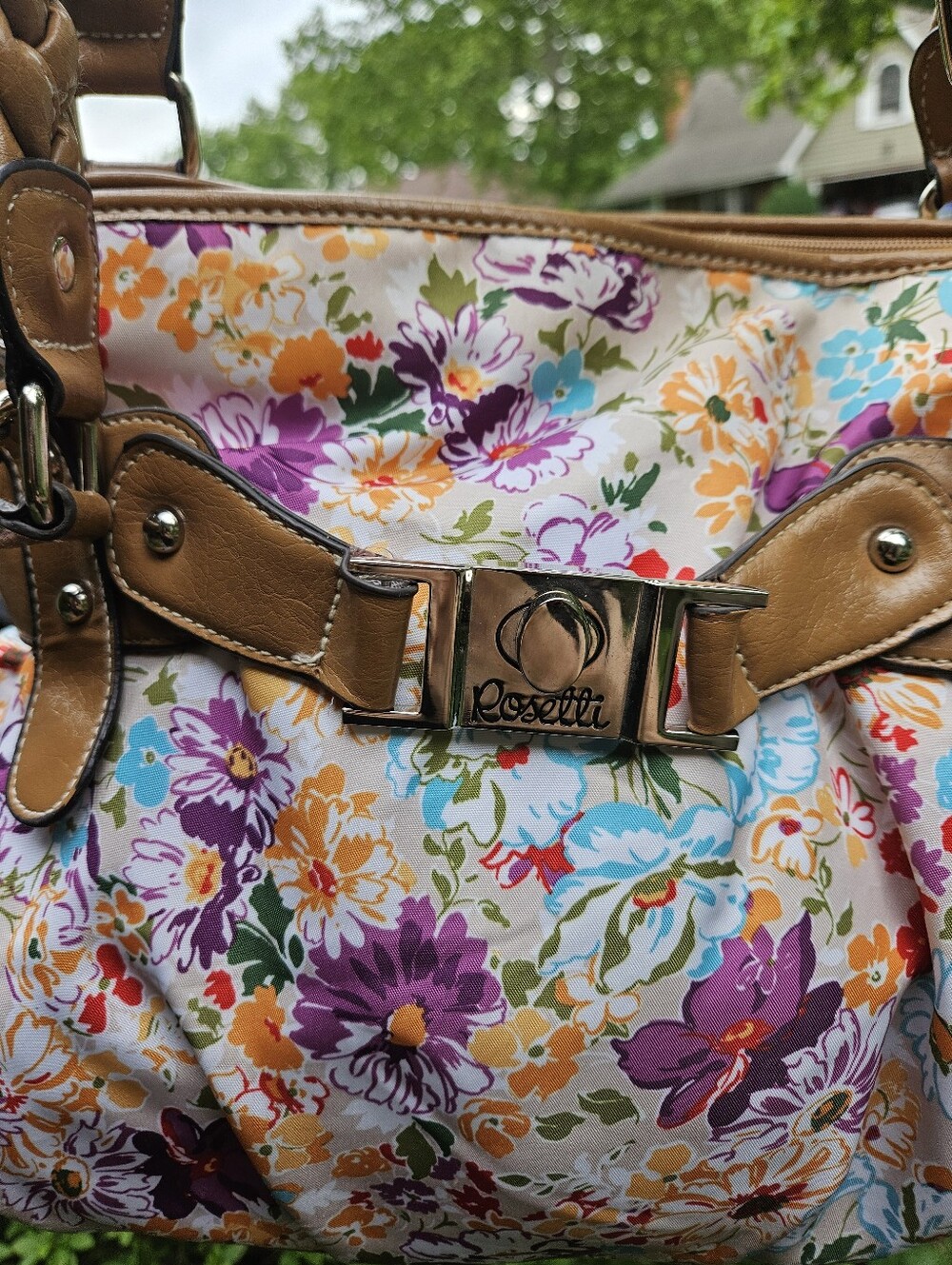 Rosetti Double Braided Floral Print Shoulder Bag - Picture 2 of 6